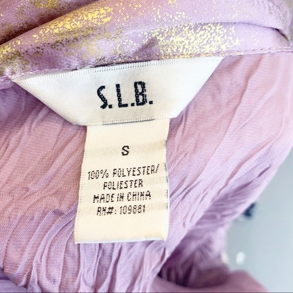 SLB Purple Gold Metallic Button Up Blouse - Picture 6 of 7